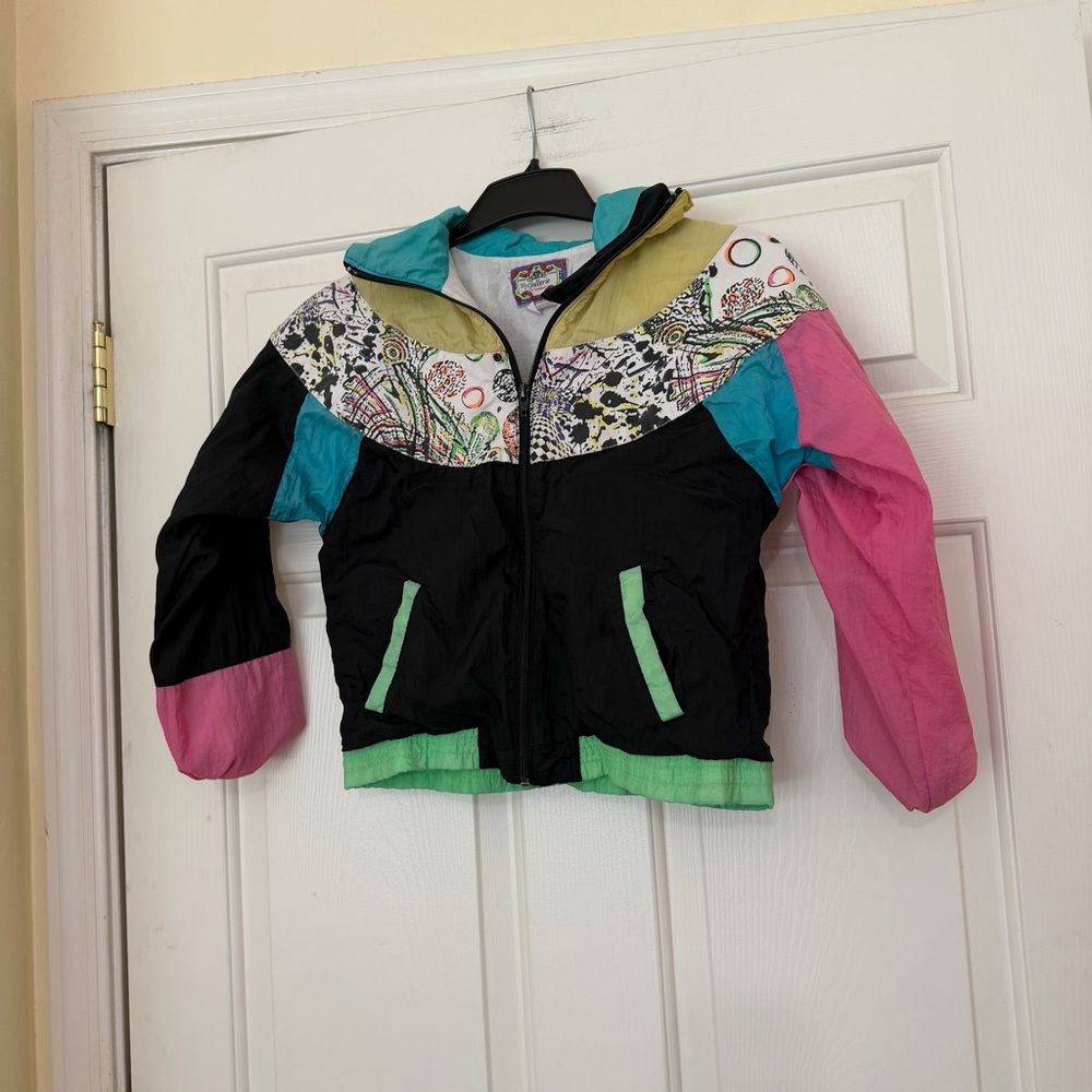 Vintage LeGallerie de Bonjour Kids Colorblock Windbreaker Full Zip Jacket Medium